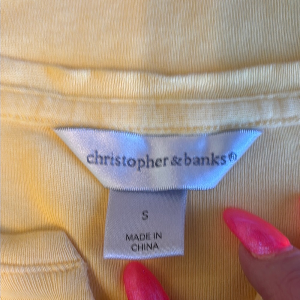 Christopher & Banks Yellow Lace-Up Women's Top - Picture 7 of 9